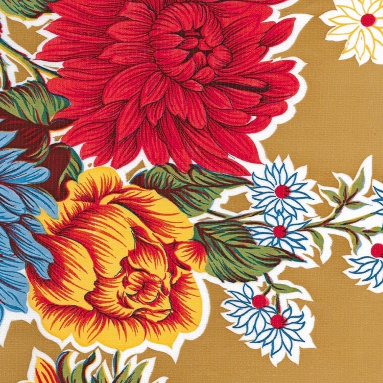 Mums Oilcloth - Tan – Stitches