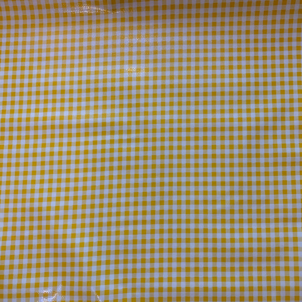 Gingham Oilcloth Fabric - Yellow